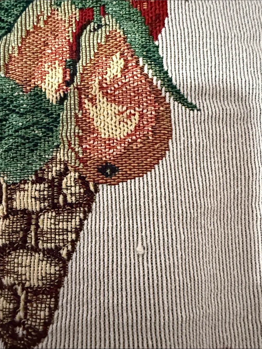 Vintage Tapestry Fruit Basket Embroidered Table Runner and 2 Placemats 70” Long